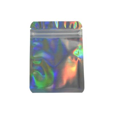 China Custom Zipper Pouch Resealable Hologram Laser Print Hologram Mylar Mylar Holographic Packaging Bag for sale