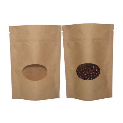 China Resealable Zipper Tea Window Pouch Kraft Paper Tea Coffee Bag Moisture Proof Kraft Aluminum Foil Paper Touch Nature Holder for sale