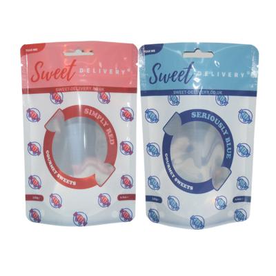 China Heat seal candy food snack moisture proof pouch stand up foil window doypack food grade transparent plastic bag for sale