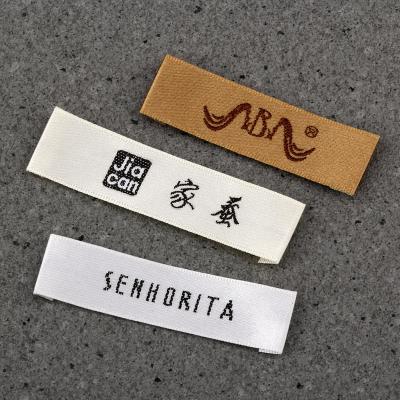 China Sustainable High Quality Damask Woven Fabric Label Custom for sale