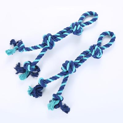 China Toy Wholesale High Quality Durable Colorful Viable Cotton Double Knot Dog Chew Rope Double Knot Cotton Chew Toy for sale