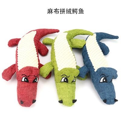 China High Quality Top Stocked Selling Durable Canvas Stocked PP Cotton Crocodile Squeak Chewing Shape Toy Blue Squeak Toy Animal Dog Toys for sale