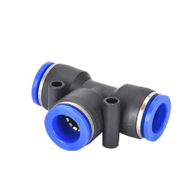 China Pneumatic Machine Pneumatic Fitting PE 12 Blue PU plastic pipe fittings T Series Straight Push in Pipe Air conduits fittings for sale