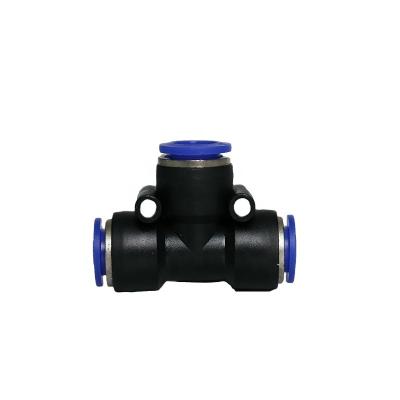 China Pneumatic Machine Pneumatic Fitting PE 12 Blue PU plastic pipe fittings T Series Straight Push in Pipe Air conduits fittings for sale