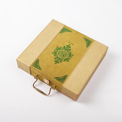 China Handmade OEM customized size koran multilingual digital quran leather box with metal lock for gift book for sale