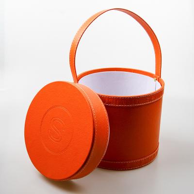 China Factory Supply Best Selling Handmade OEM Design Accessories Case Jewelry Orange Leather Suitcase For Gift for sale