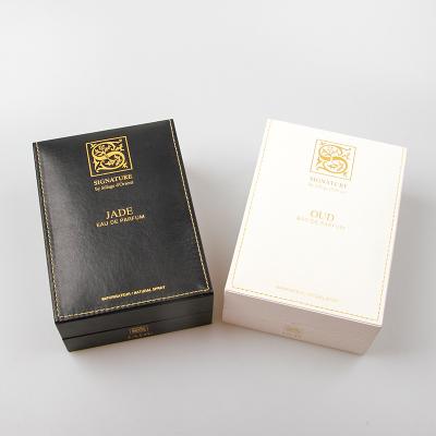 China Best design handmade luxury wholesale custom printed folding leather perfume packaging boxes perfume box with logo for gift for sale