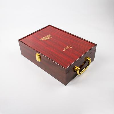 China Fashionable unique style in silk printing wine portable wine packing box stock china boxes wholesale wooden wine box for sale