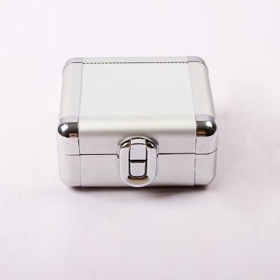 China Factory Wholesale Fashionable Carry Case Silver Empty Aluminum Storage Panel Small Diamond Suitcase Box For Jewelry Accessories for sale