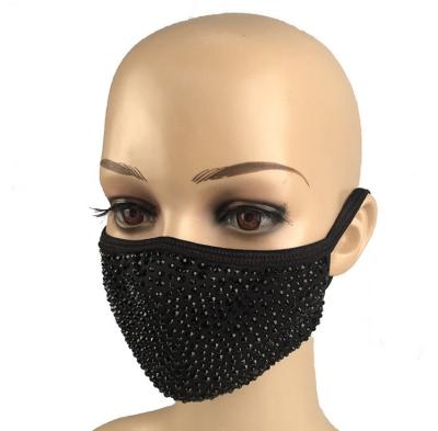 China Earloop kn95 Mask Gray Fashion Crystal Face Mask Sparkly Reusable Washable With Rhinestone Filter Bling for sale