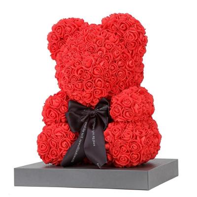 China Elastic Soft Plush Rose Bears Roses Boxed with Box 40cm Always and Forever Rose Bear Pure Color in Box for Valentine Mothers Day for sale