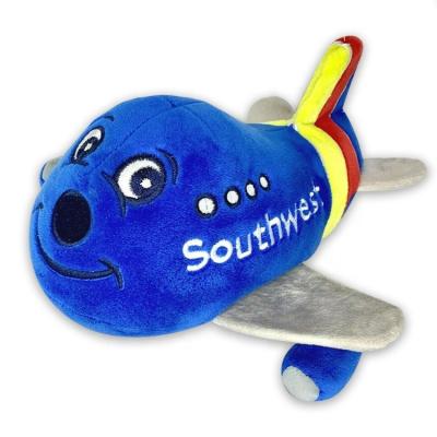 China Blue Propeller Helicopter Plush Mascot Custom 20cm Flat Airlines Doll Stuffed Soft Plush Airplane Toy for sale