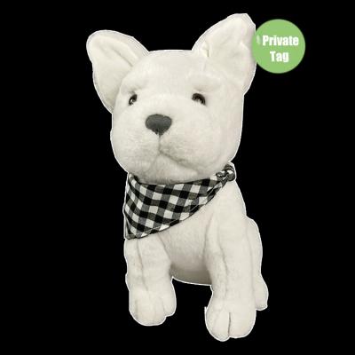 China Custom Plush Toy Realistic White Scarf Terrier Pottery Barn Plush Toy Puppy Doll Big Large For Kids for sale