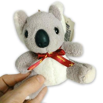 China Custom Mini Bow Plush 10cm Ribbon Sucker Plush Baby Koala Bear Gray Soft Plush Toy Custom Key Chain for sale