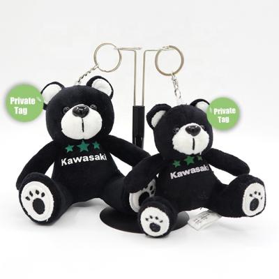 China Custom Plush Stuffed Soft Key Chain Soft Toy 10cm Mini Plush Logo Plush Toy Anmals Mascot Toys Keychain Black Bear Teddy Bear Material for sale