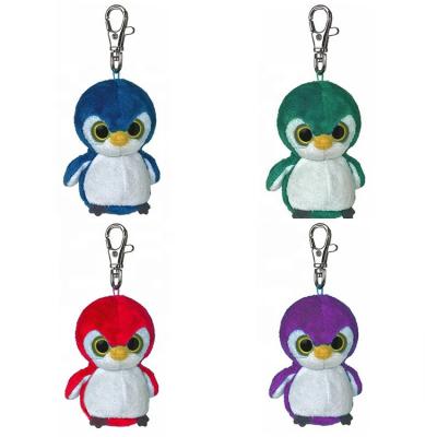 China Custom 8cm Mini Plush Toy Blue Green Red Clip On Key Chain Soft Stuffed Plush Mascot Penguin Toy Stuffed Animals for sale