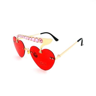 China New high quality sunglasses unisex party cherry heart shaped custom logo big size red frameless sunglasses luxury eyewear for sale