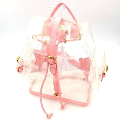 China Kids Waterproof Bags Clear Transparent TPU Strong Drawstring For Girls Pink School Safety Outdoor Waterproof Materials Backpack for sale