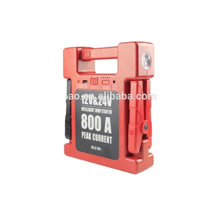 China 24000mAh 88.8WH Auto Gasoline Car 12V/24V Jumper Battery Booster Start 800A Diesel Jump Starter 240*210*58 mm for sale