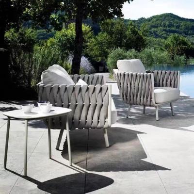 China Outdoor Weather Furniture Leisure Mesh Sofa Hotel Terrace Rope Furniture Hand - Woven Aluminum Alloy Seats for sale