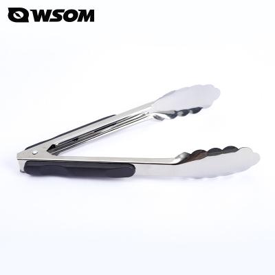 China Viable 9 Inch Stainless Steel Food Tongs for BBQ BBQ and Bread Silicone Spaghetti Tongs for sale