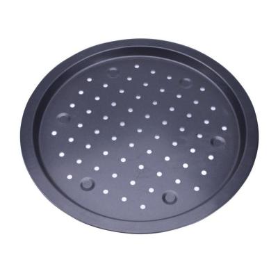 China Viable Non-Stick Crisper Pan Tray Pizza 14 Inch Carbon Steel Pizza Pan with Holes for sale