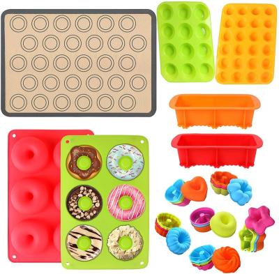 China 31 PCS Non-Stick Sustainable Silicone Bakeware Set Cake Plate Baking Mold Silicone Baking Tools Soap Mats Cupcake Shape Baking Mold for sale