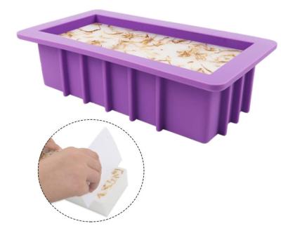 China Sustainable Food Grade 1400ml Reusable, 10 Inch Square Durable Handmade Rubber Loaf Silicone Soap Molds Silicone Loaf Pan for sale