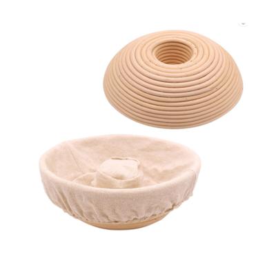 China 100% Natural Handmade Viable Rattan Ring Shape Donut Round Bread Proofing Baskets Set With Canvas Cover For Sourdough for sale