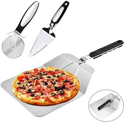 China Viable Foldable Handle Pizza Peel Pizza Spatula Set Stainless Steel Pizza Paddle Shovel Cutter Wheel Pie Server for sale