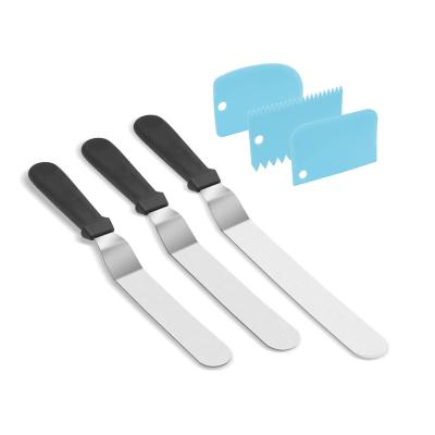 China Durable Stainless Steel Blades Cake Decorating Tools Cake Spatulas Glazing Spatula Set With 6 8 10 Inch for sale