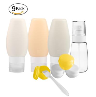 China Eco-Friendly Wholesale Custom Logo 100Ml Small Cute Portable Silicone Leak Proof Shampoo Silicone Travel Bottle Set TSA Approved for sale