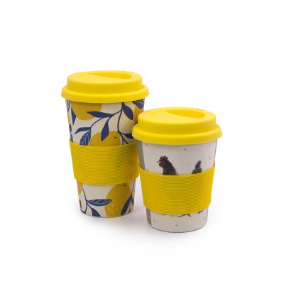 China Disposable Bamboo Fiber Coffee To Go Cup With Silicone Lid for sale