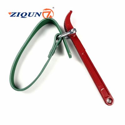 China CARBON STEEL type 10 inch adjustable rubber universal belt type oil filter strap wrench car repair tool strap for sale