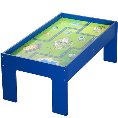 China Wholesale Toy New Design Wooden Slot Multifunctional Desk For Train Track Set Wooden Blackboard For Kids Education for sale