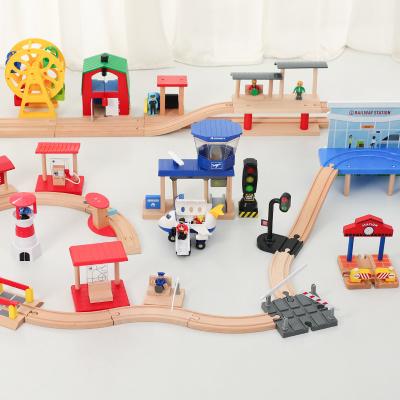 China Vehicles & Wooden remote control toys train track scene small props: Ferris wheel, traffic lights, airport observatory, ticket booth, props, toys for sale