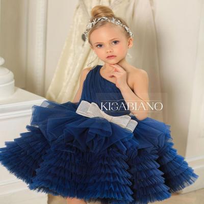 China One Shoulder Sleeveless Tulle Wedding Flower Girl Dress Kids Birthday Dress for sale