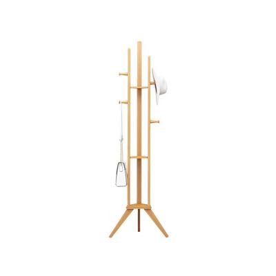 China Expandable Hanger Bamboo Simple Vertical Single Piece Disc Dendritic Floor Easy To Assemble Bamboo Frame Coat Rack for sale