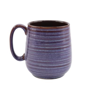 China Sustainable Wholesale Custom 20oz Christmas Belly Mug Stoneware Purple Reactive Glaze Hand Crafted Mugs for sale