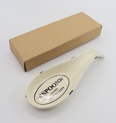 China Modern Sustainable Farmhouse Decor Holder Stoneware Spoon Rest Wholesale Ceramic Spoon Rest For Kitchen for sale