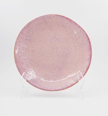 China Sustainable Sale Modern Stoneware Hot Pink Irregular Shape Glazed Ceramic Dinner Dishes for sale