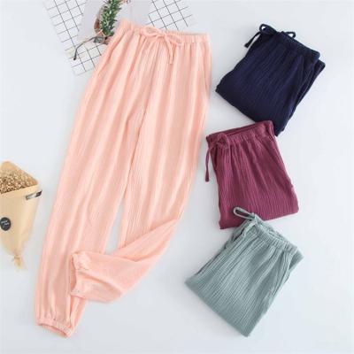 China 2019 Multi Color Custom Autumn Sleep Bottoms Women Floral Printing QUICK DRY Pants Loose Elasticity Home Pants Cotton Pajama Pants P-2019 for sale