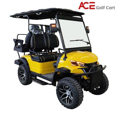 China Cuadro de acero Golf eléctrico 4 plazas Color amarillo brillante 4KW Motor en venta