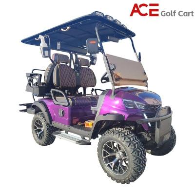 China 4 Passagiers Elektrische jachtwagens Elektrische golf buggy Paarse kleur Te koop