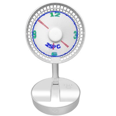 China Air Cooling Retractable and Foldable Electric Fan Portable Clock Table Fan USB Rechargeable Standing Small Mini Fan for Home Office Outdoor for sale