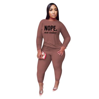 China Factory Price Low Price Viable Women Plus Size Casual Letter Printing Two Piece Suit for sale