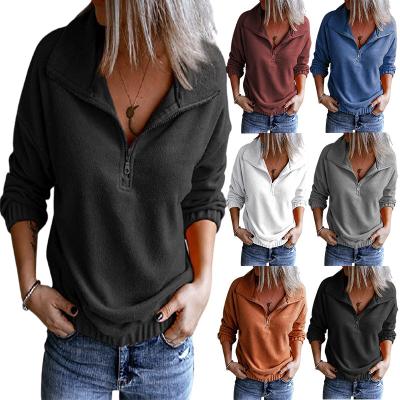 China 2021 Autumn Solid Color Fleece Stand Collar Breathable Zipper Casual Coats For Women for sale