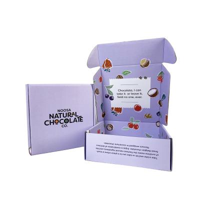 China Manufacturer Custom Hot Selling Recyclable Packaging Mailer Box Branded Logo Durable Folding Chocolate Shoes Printed Purple Shipping Boxes for sale