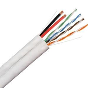 China 2 cable siamés de la cámara IP de la chaqueta de PVC del cobre de UTP CAT5E 24AWG del poder del CCA de la base en venta