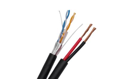 China 2 Pairs 24 AWG Copper FTP CAT5E Siamese IP Camera Cable UV-PE Jacket Outdoor for sale